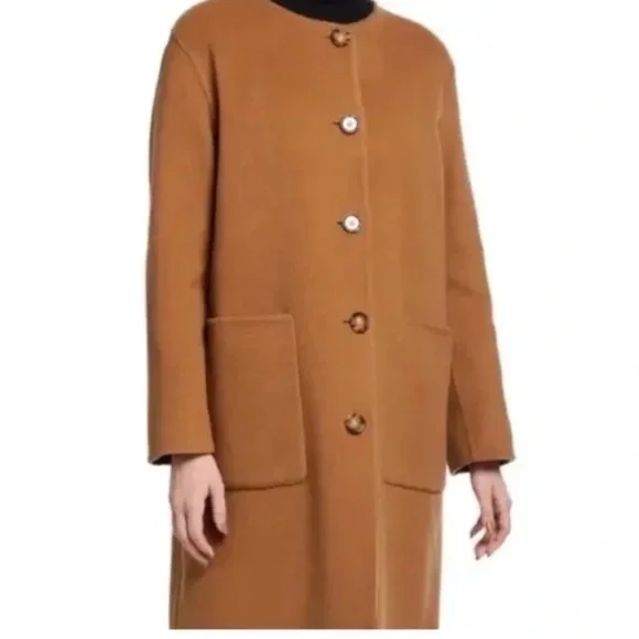 Burberry Women Tisbury Exploded Check Reversible Wool Coat Jacket Black Beige